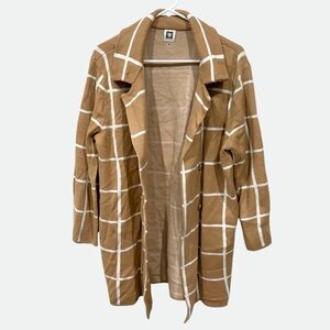 Anne Klein Tan Plaid Cardigan Size L